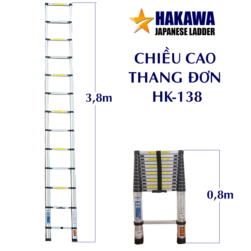 Thang nhôm rút đơn hakawa hk-138